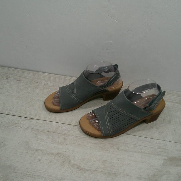 Clarks Collection Emily2 Mist Block Blue Grey Suede Nubuck Heel Sandals Size 7M - Picture 4 of 13